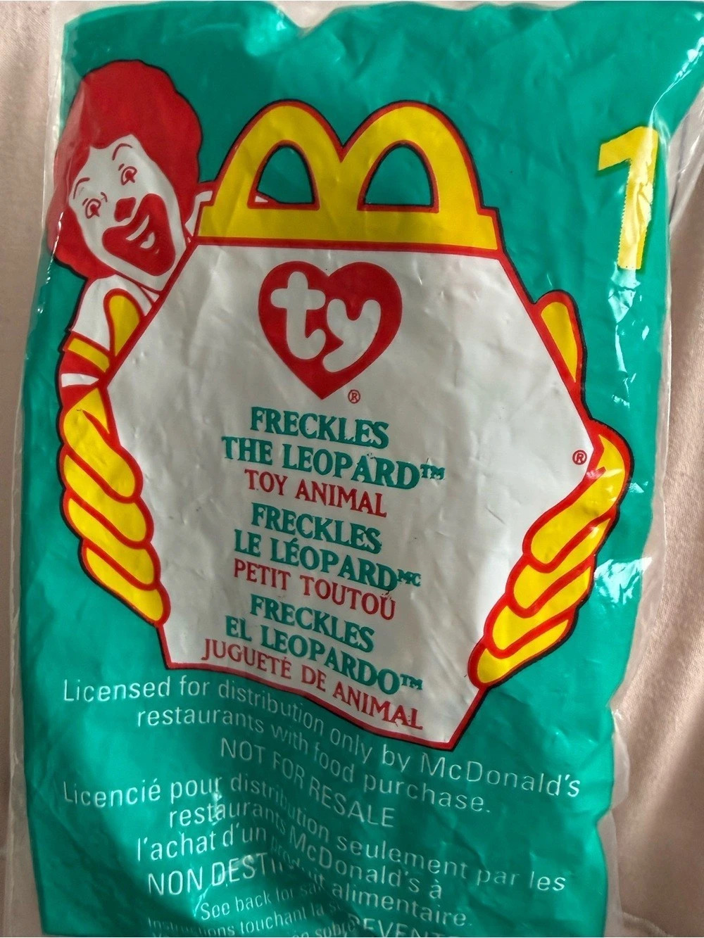 TY Freckles the Leopard McDonald's Plush Toy Green & White